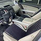 Накидки на сидіння з алькантари Lux (штучної замші), Чорний, сині стільники. Стандарт. Повний комплект, фото 2