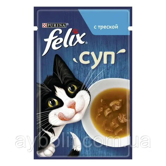 Вологий корм Felix Суп тріска 48гр для котів (7613036632393)