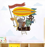 Декоративные наклейки для детского сада Звери на воздушном шаре (лист 60 х 90 см) Б156-26