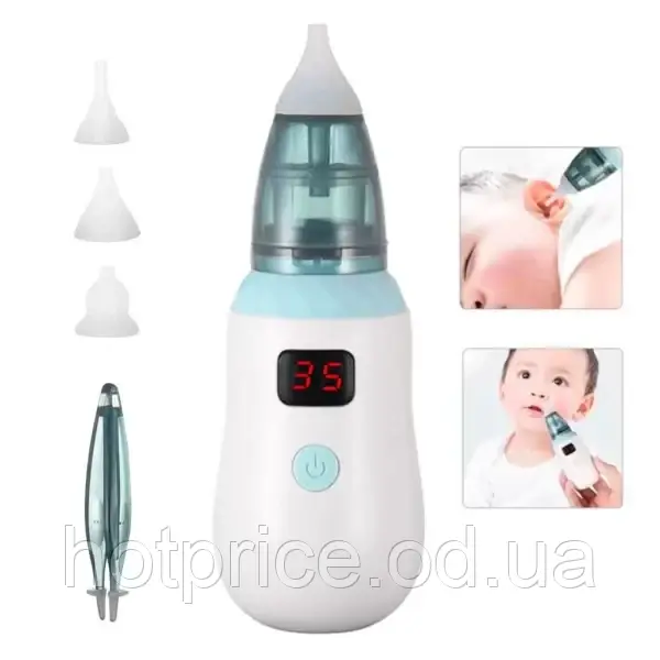 Аспиратор детский аккумуляторный с LED-дисплеем и регулятором мощности Baby Nose [ОПТ] - фото 1 - id-p1783587415