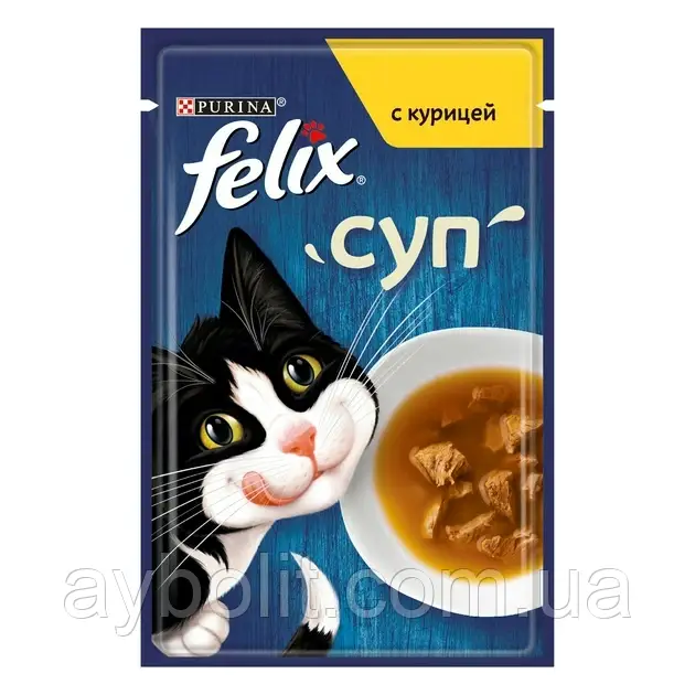 Вологий корм Felix Суп курка 48г для котів (7613036632331)