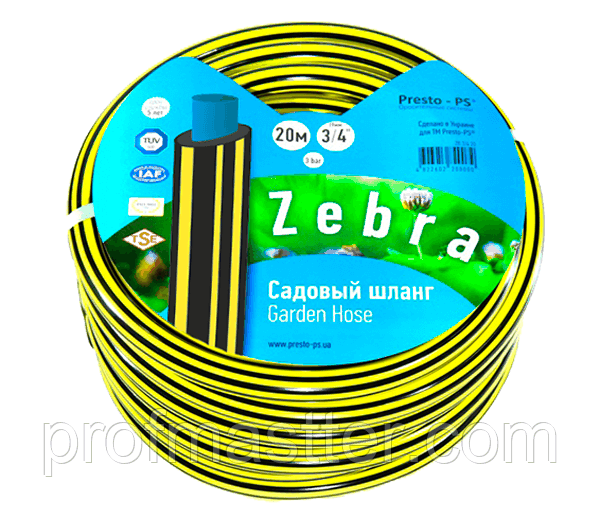 Шланг поливальний Presto-PS садовий Зебра діаметр 3/4 дюйма, довжина 50 м (ZB 3/4 50), фото 1
