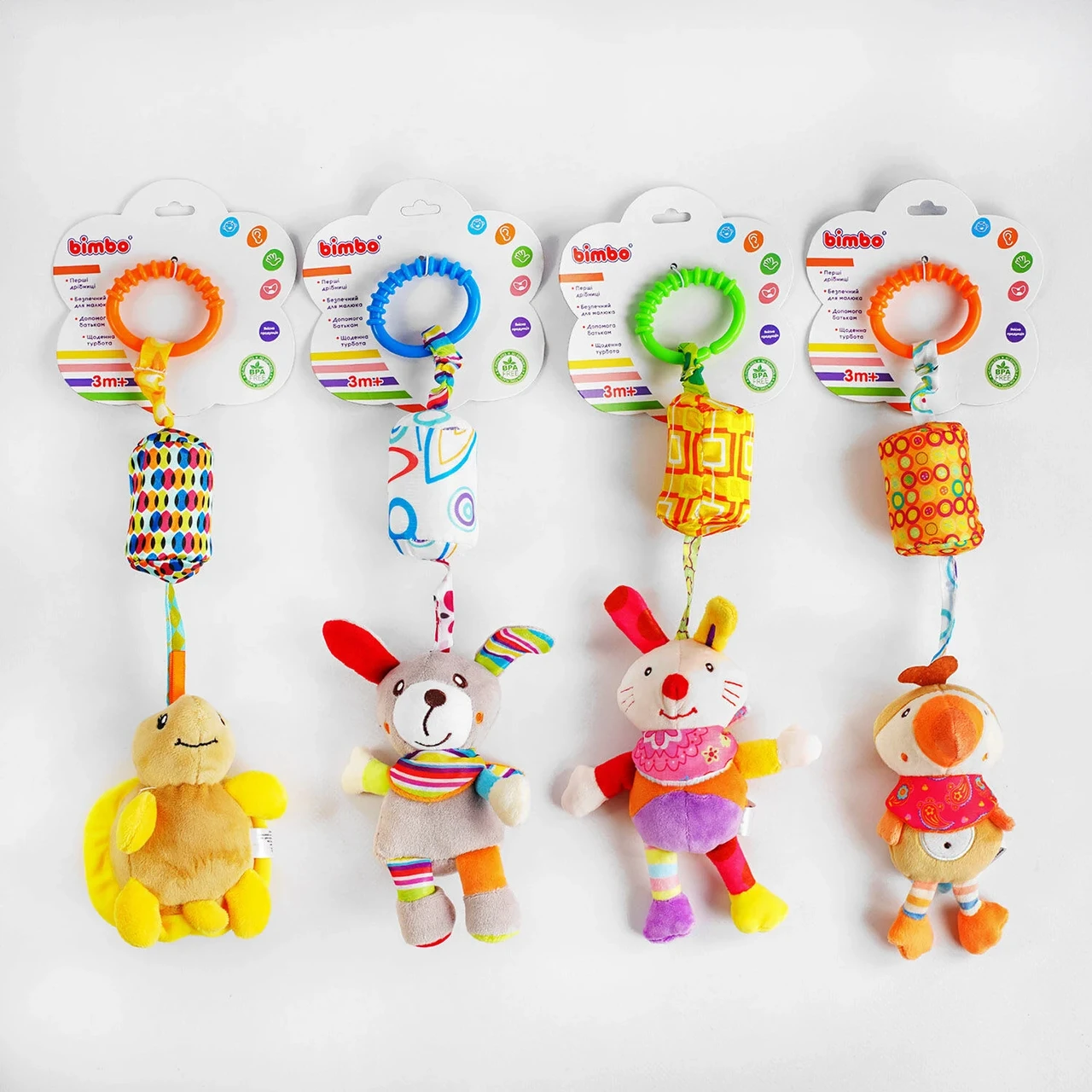 Гр Брязкальце м'яке С 47831 "Bimbo", 4 види, підвіска, пластикова кліпса, "мелодія вітру", в к, фото 1