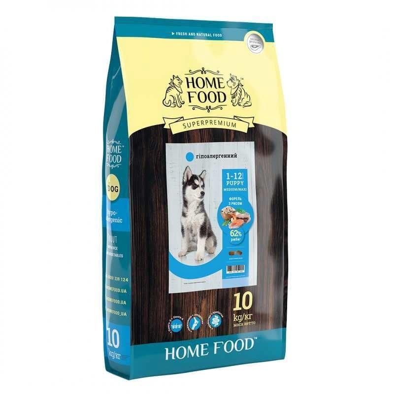 Home Food з фореллю, рисом та овочами для цуценят середніх та великих порід