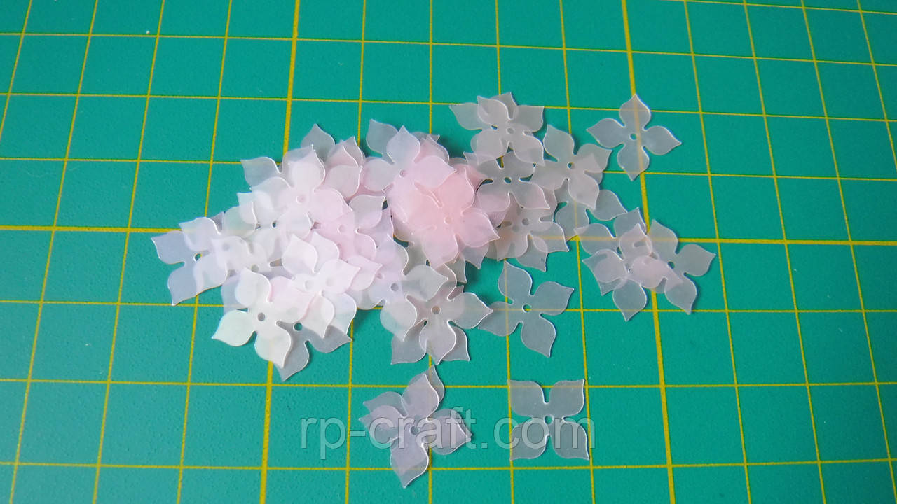 Упаковка пайеток. Розовые, плоские, цветок, 10 мм, 5 грамм - фото 1 - id-p1783592458
