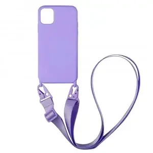 Силіконовий чохол на шнурку Crossbody для iPhone 12 Pro (06) Light Purple