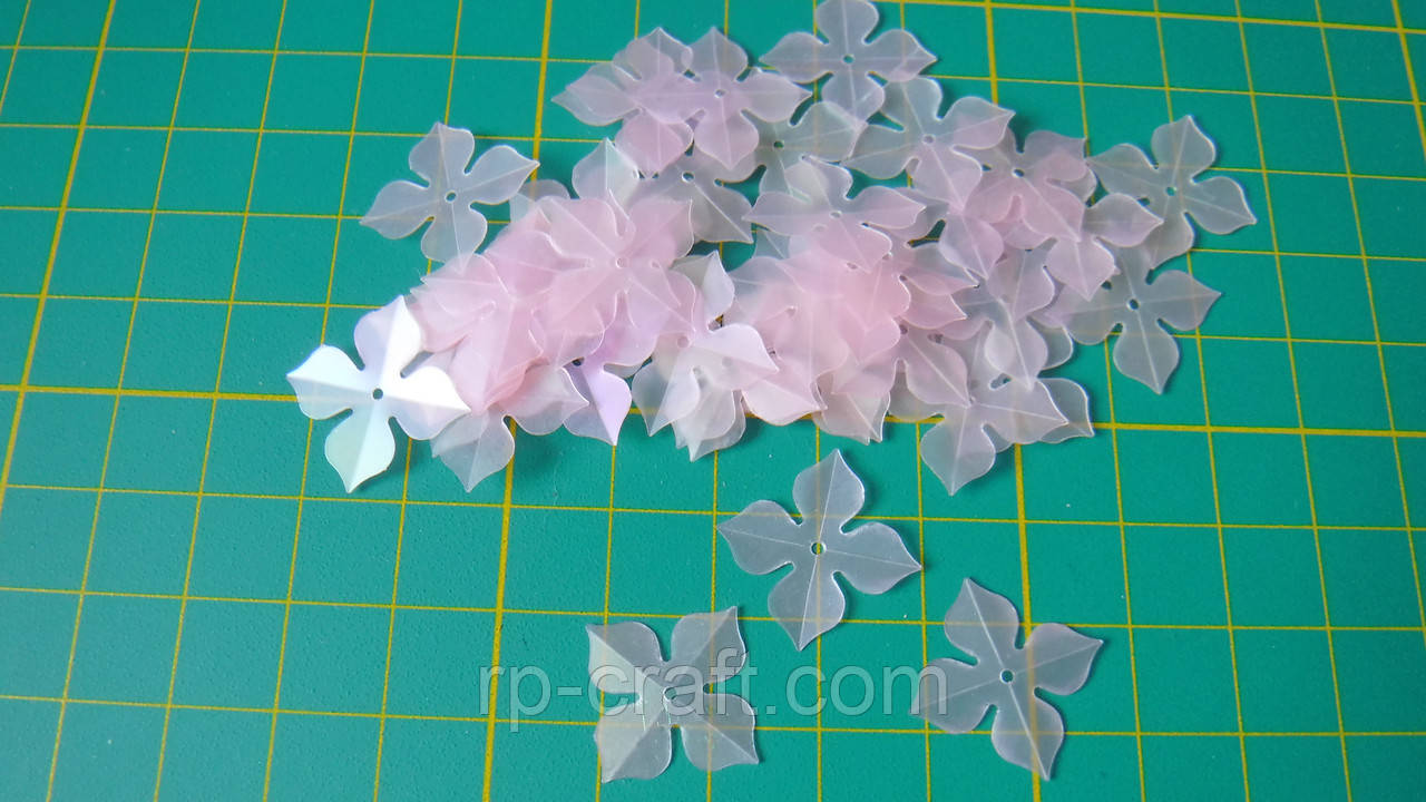 50. Упаковка паєток. Рожеві, тиснені, квітка, 15 мм, 5 грам, фото 1