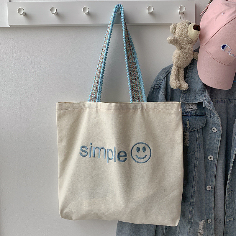 Нова полотняна сумка з вишивкою, жіноча сумка для покупок на одне плече, шкільна сумка тільки гуртом, фото 1