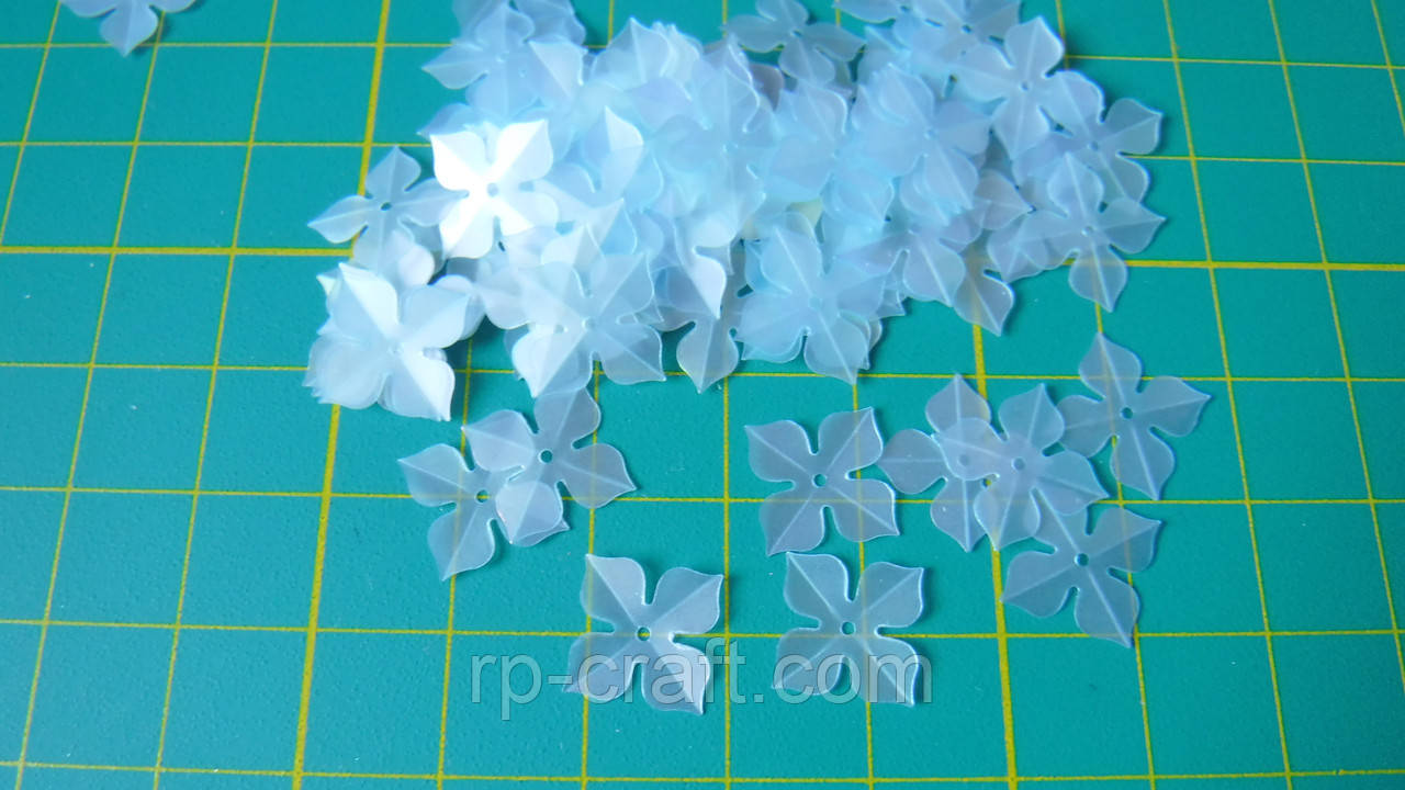 Упаковка пайеток. Голубые, тисненные, цветок, 10 мм, 5 грамм - фото 1 - id-p1783603168