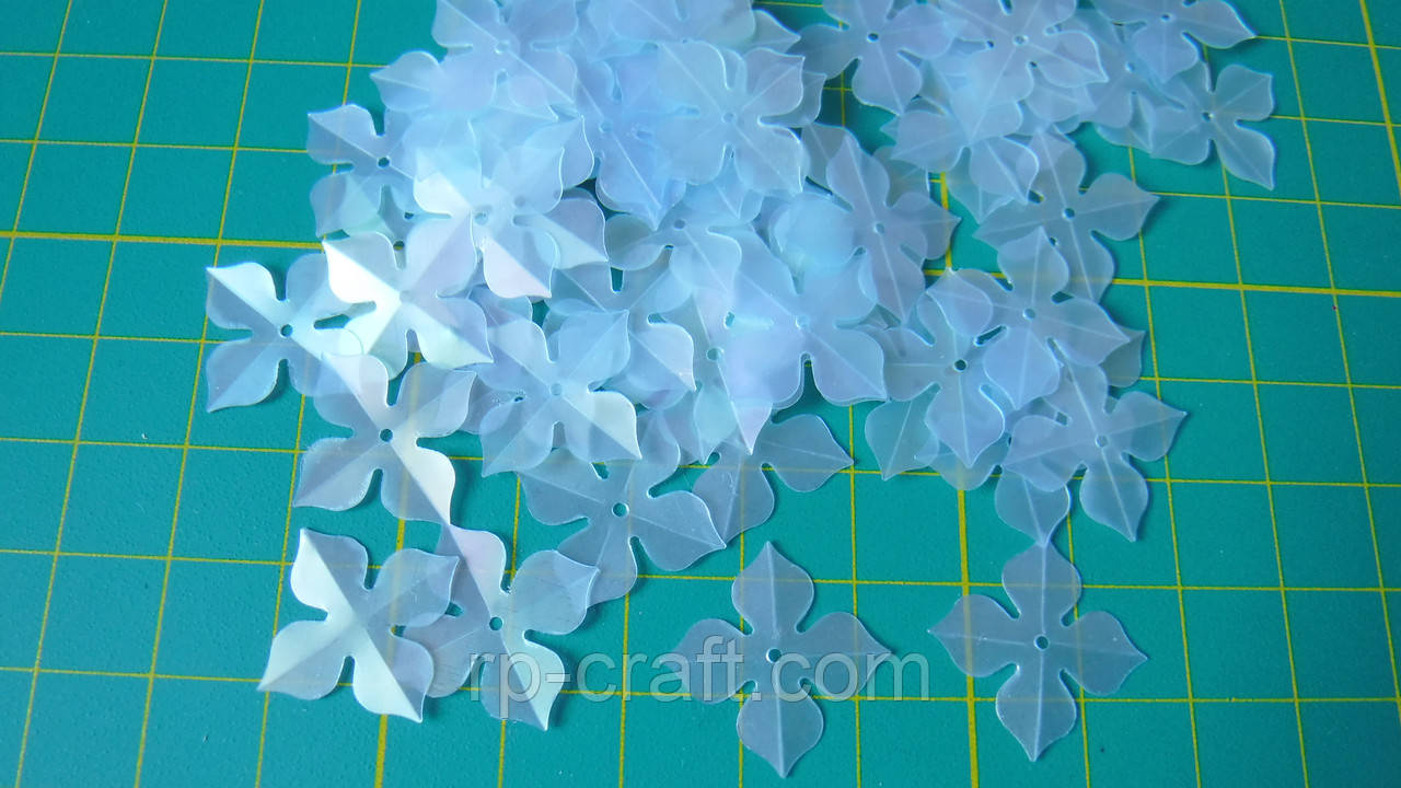 Упаковка пайеток. Голубые, тисненные, цветок, 15 мм, 5 грамм - фото 1 - id-p1783603578