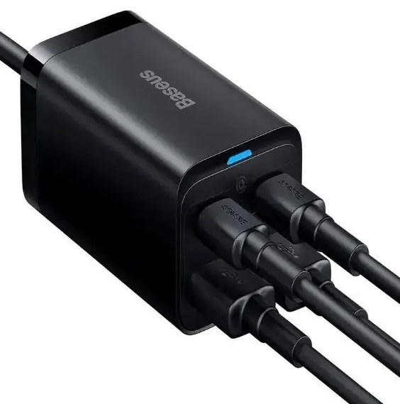 Мережевий зарядний пристрій Baseus GaN3 Pro 65W 2Type-c + 2USB cable Type-c to Type-c 100W Black CCSP040001, фото 4