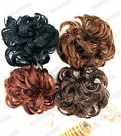 Резинка шиньон 12 шт. искусств. волосы 4 цвета