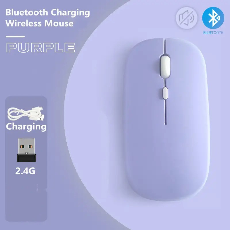Бездротова миша з акумулятором, Bluetooth + 2.4 ГГц, безшумна, тиха, перезаряджається