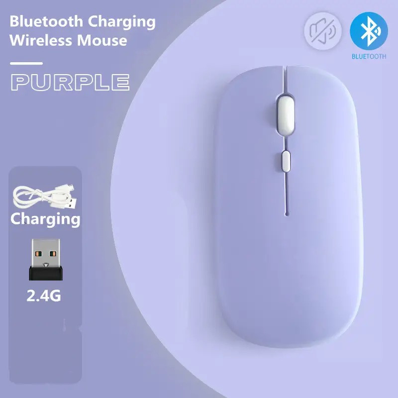 Бездротова миша з акумулятором, Bluetooth + 2.4 ГГц, безшумна, тиха, перезаряджається, фото 1