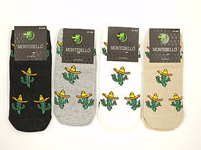 Чоловічі демісезонні шкарпетки Montebello асорті з кактусами бамбук короткі розмір 41-44 12 шт в уп