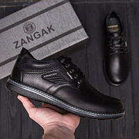 Чоловічі шкіряні туфлі Kristan, чоловічі стильні туфлі, чоловічі чорні туфлі на шнурках