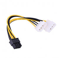 Кабель питания 8 pin - 2*Molex 4 pin 15см Voltronic для видеокарт (11336)