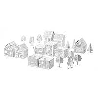 Шаблон города из 10 частей из картона IKEA MАLA белый 10 домов и деревьев 704.953.47