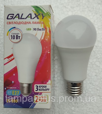 Светодиодная LED лампа A60 Galaxy 10W Е27 с регулировкой цветовой температуры 2700-4100-6500К (уценка) - фото 1 - id-p1783664923