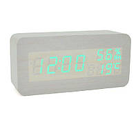 Электронные часы с будильником, температура, влажность Voltronic VST-862SWG Wooden White