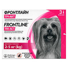 ТЕРМІН 04.25 Краплі на холку  (Merial) Frontline Tri-Act XS для собак 2-5 кг (піпетки 3*0.5 мл)