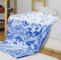 Детское одеяло в кроватку из хлопка Динозавры Ярослав 100х140 см синий