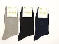 Мужские высокие носки повседневные Hakan хлопок бесшовные с двойной пяткой 41-44 12 пар/уп, микс цветов