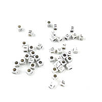 Акрилові намистини кубики букви срібло. (6*6*6 мм)