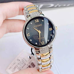 Чудовий жіночий годинник із діамантами Citizen Eco-Drive Diamond Silver EX1464-54E, заряджання від сонця