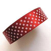 Стрічка в горох 2,5 см бордо