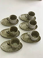 Набор кофейный 6 чашек/6 блюдец Olens "Нормандия" 100 мл эспрессо керамика для дома и ресторана