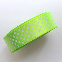 Стрічка в горох 2,5 см салатова
