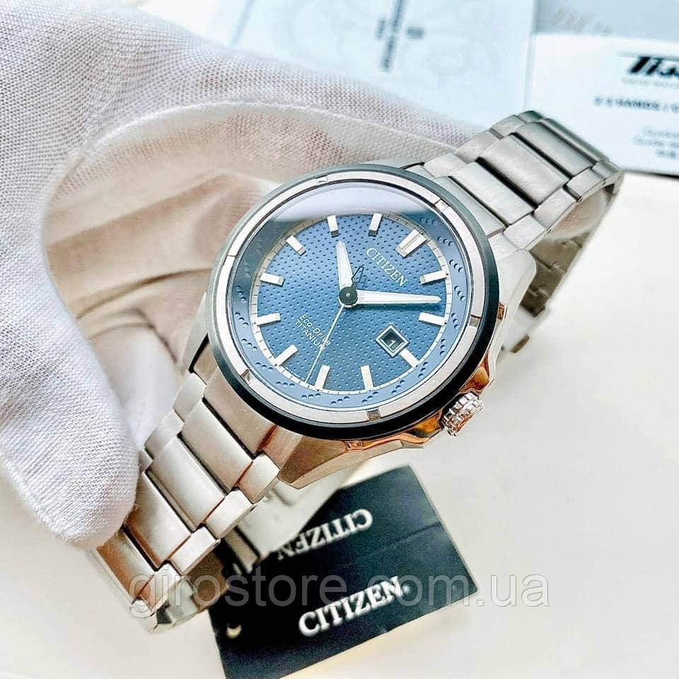 Титановий чоловічий годинник Citizen Eco-Drive AW1450-89L. Сонячна батарея, сапфірове скло, фото 1
