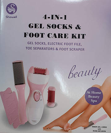 Пемза електрична бездротова з фрезером для догляду за ногами 4-в-1 socks & foot BR00077, фото 1