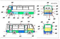 Кузовные запчасти автобус Эталон А079 - 14, 23, 24, 25 Иван А07А, I - van A07A (Турист - город).