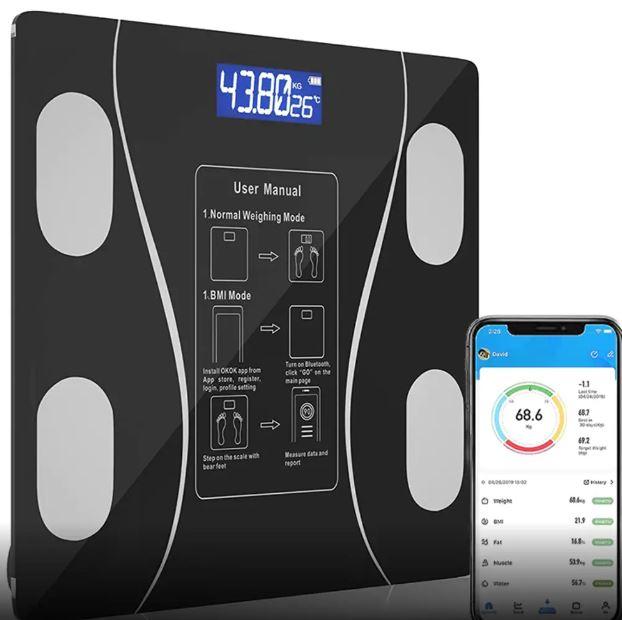 Підлогові розумні фітнес-ваги Bluetooth до 180 кг Смарт ваги з застосунком, фото 1