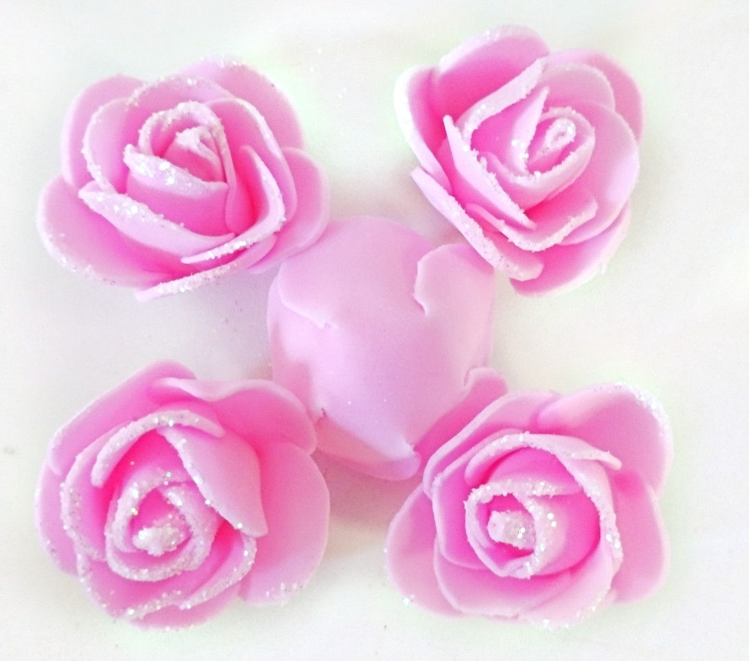 Головка троянди з фоамірану колір рожевий діаметр 40 мм