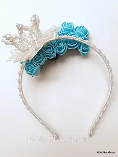 Обруч для волос "Принцесса" с короной из жемчужных бусин, Цвет: слоновая кость