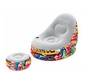 Надувний диван із пуфом Air Sofa Надувне крісло велюрове з пуфом, фото 7