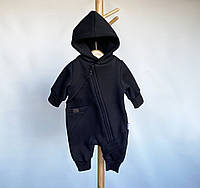 Детский ромпер с капюшоном трехнитка с начесом размеры 62 68 74 80 см детский весенний осенний комбинезон