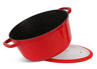 Набір посуду з 12 предметів Edenberg із мармуровим покриттям ЯРКО КРАСНІ, фото 3