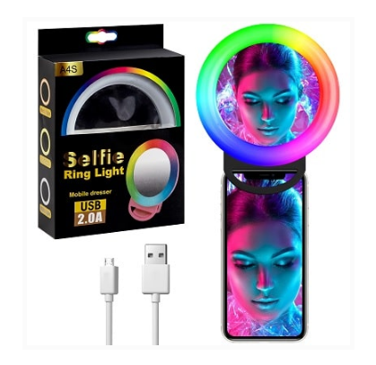 Акумуляторне селфі-кільце з прищіпкою RGB, фото 1