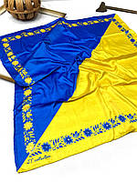 Женский сине-желтый платок-шаль с оригинальным узором из Турции