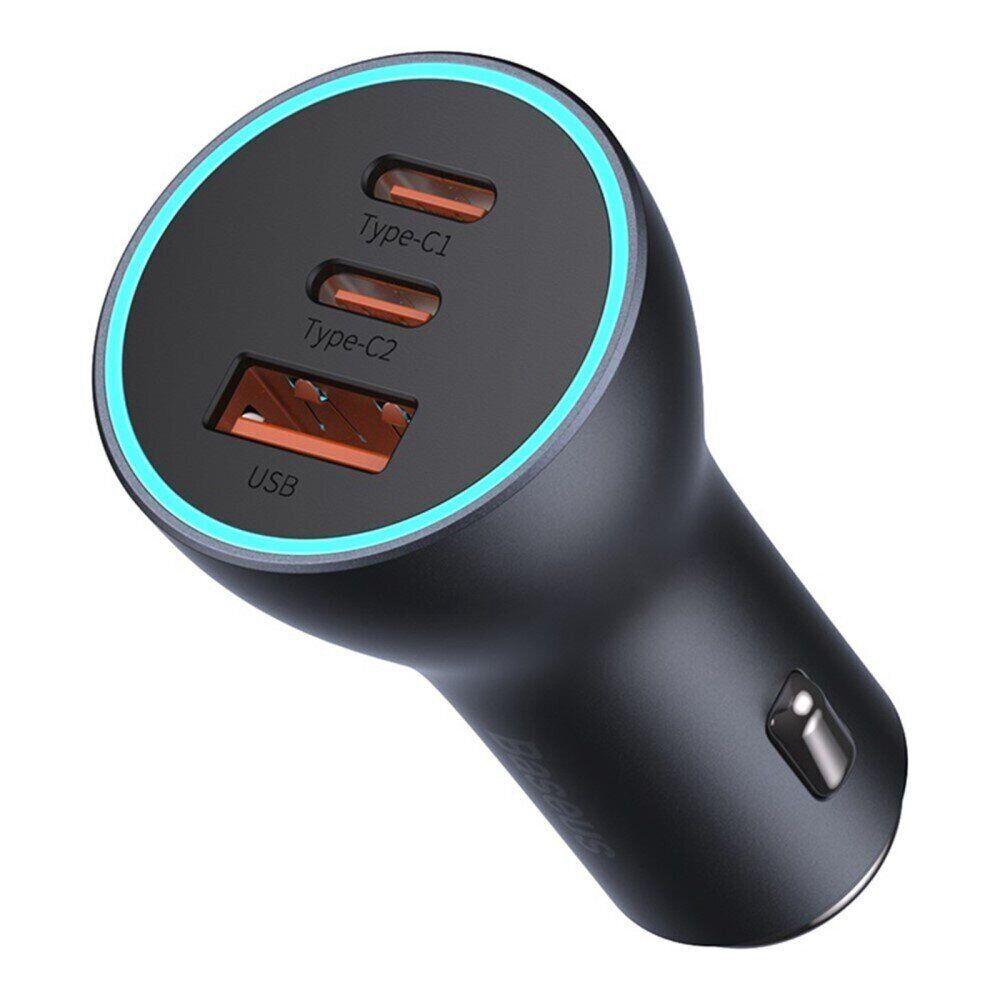 Автомобільний зарядний пристрій Baseus Golden Contactor Pro Triple Fast Charger 65 W Dark Gray (CGJP010013)