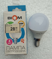 Світлодіодна LED лампа декоративна куля G45 Biom 4W 4500К Е14 170-250V 360Lm (уцінка)