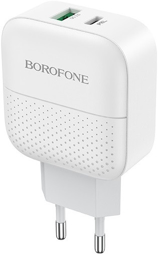 Мережевий зарядний пристрій BOROFONE BA46A Premium PD+QC3.0 3A 18W white, фото 1