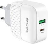 Мережевий зарядний пристрій BOROFONE BA46A Premium PD+QC3.0 3A 18W white, фото 2