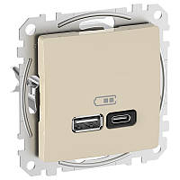 Розетка USB A + C 3A 45Вт Schneider Electric Sedna Design бежевий (SDD112404)