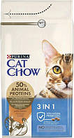 Сухой корм для кошек Cat Chow Feline 3in1 для улучшения пищеварения и выведения шерсти 1,5 кг с индейкой