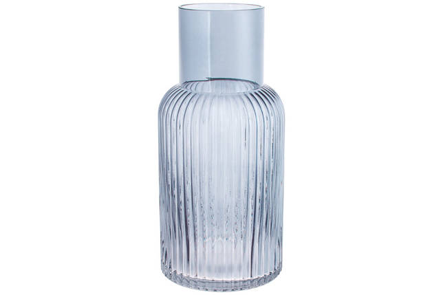 Скляна ваза Богема 13.5*30 см, колір — графітовий (591-331), фото 1